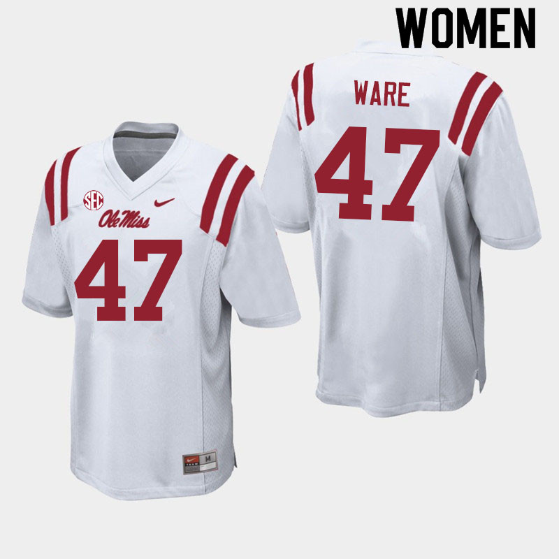 Matt Ware Ole Miss Rebels NCAA Women's White #47 Stitched Limited College Football Jersey LAY7758HH